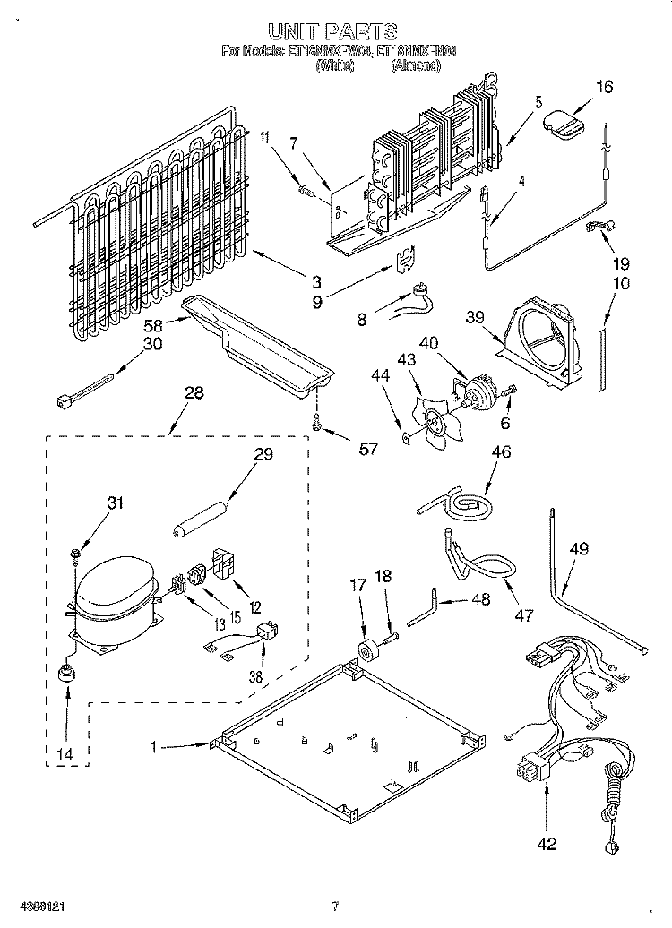UNIT Diagram and Parts List for ET18NMXFW04  Whirlpool Refrigerator