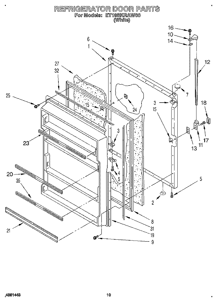 REFRIGERATOR DOOR, LIT/OPTIONAL Diagram and Parts List for ET18SKRAW00  Whirlpool Refrigerator