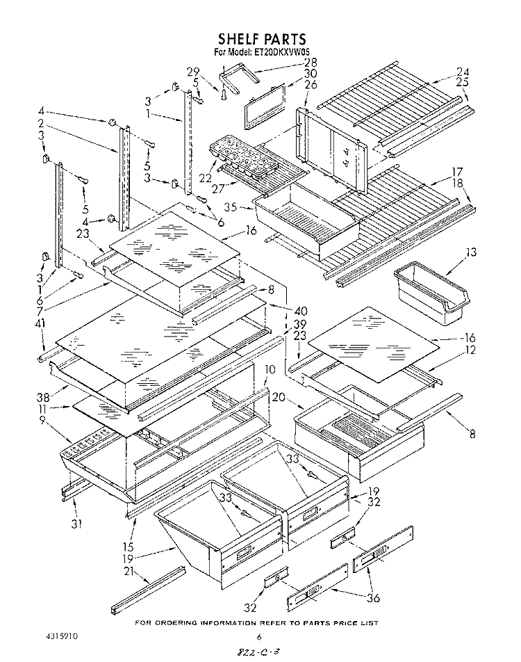 SHELF , LIT/OPTIONAL Diagram and Parts List for ET20DKXVG05  Whirlpool Refrigerator