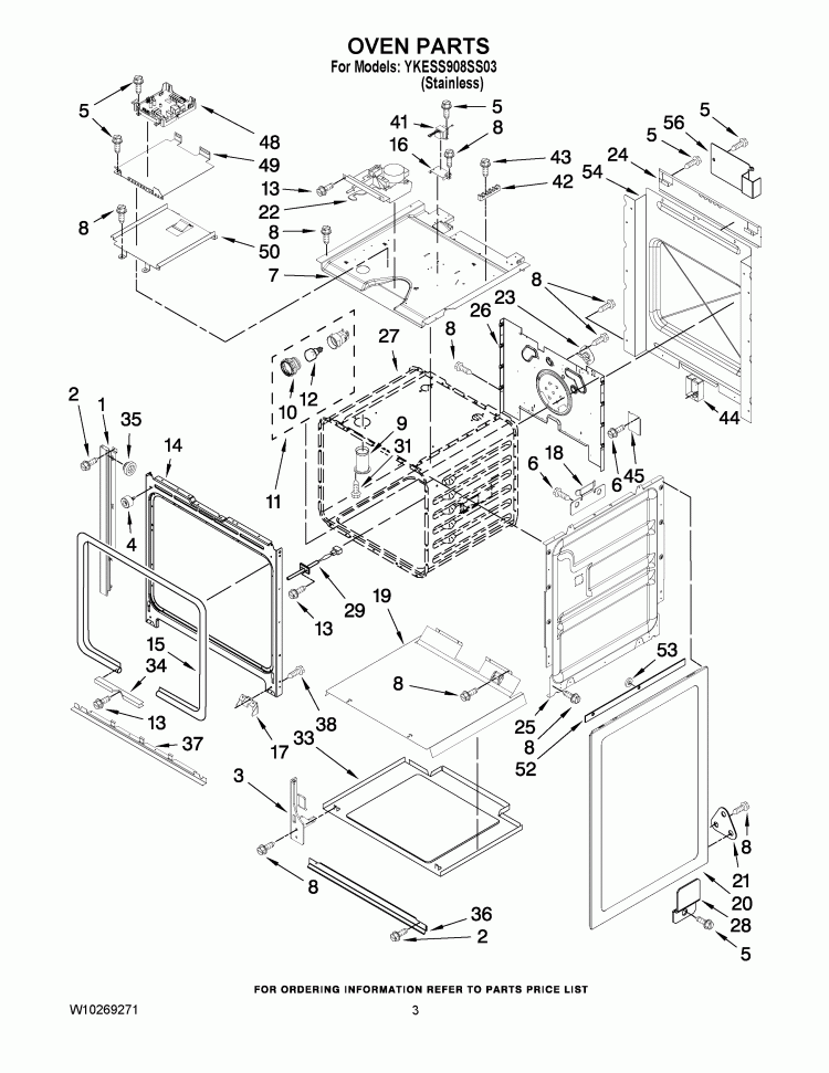 OVEN PARTS Diagram and Parts List for  KitchenAid Range