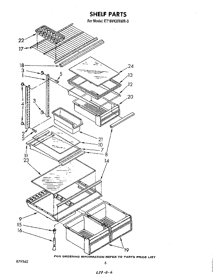 SHELF Diagram and Parts List for ET18VKXRWR3  Whirlpool Refrigerator
