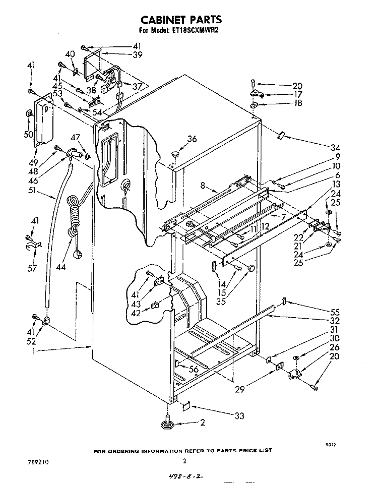 CABINET Diagram and Parts List for ET18SCXMWR2  Whirlpool Refrigerator