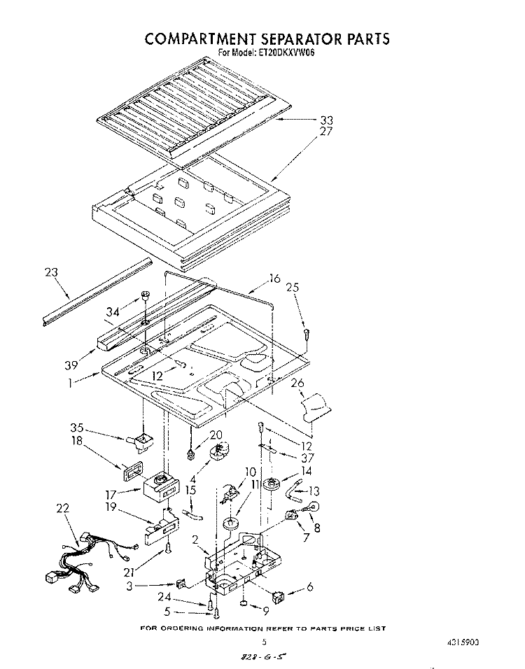 COMPARTMENT SEPARATOR Diagram and Parts List for ET20DKXVF06  Whirlpool Refrigerator