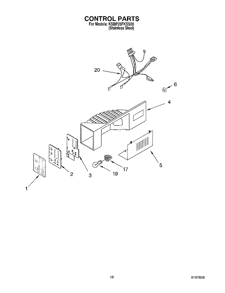 CONTROL PARTS Diagram and Parts List for  KitchenAid Refrigerator