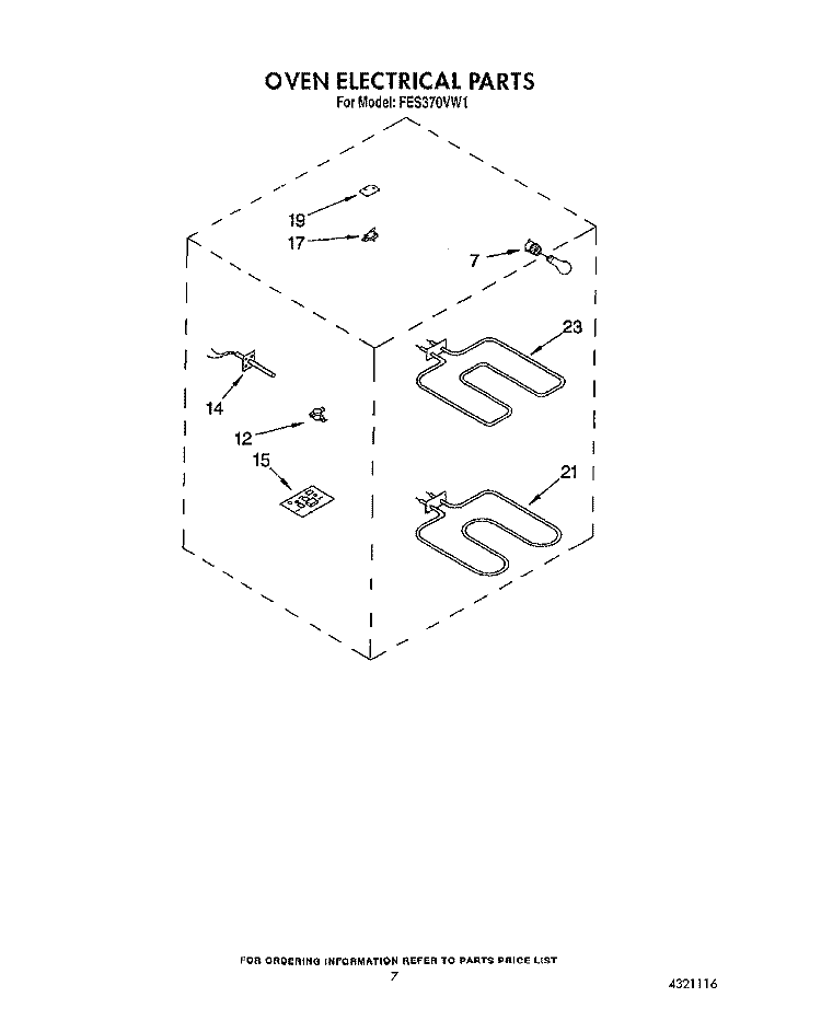 OVEN ELECTRICAL Diagram and Parts List for  Roper Range