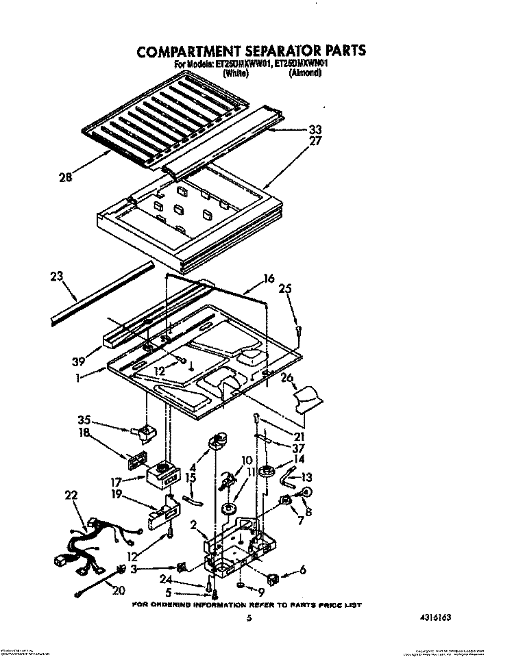 COMPARTMENT SEPARATOR Diagram and Parts List for ET25DMXWW01  Whirlpool Refrigerator