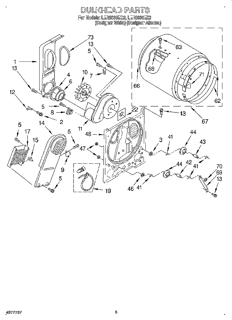 SECTION Diagram and Parts List for LER5636EQ2  Whirlpool Dryer