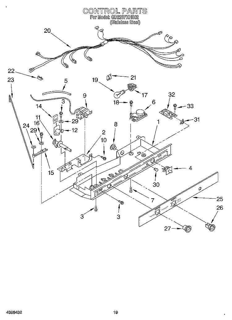 CONTROL Diagram and Parts List for GD22SFXHS02  Whirlpool Refrigerator