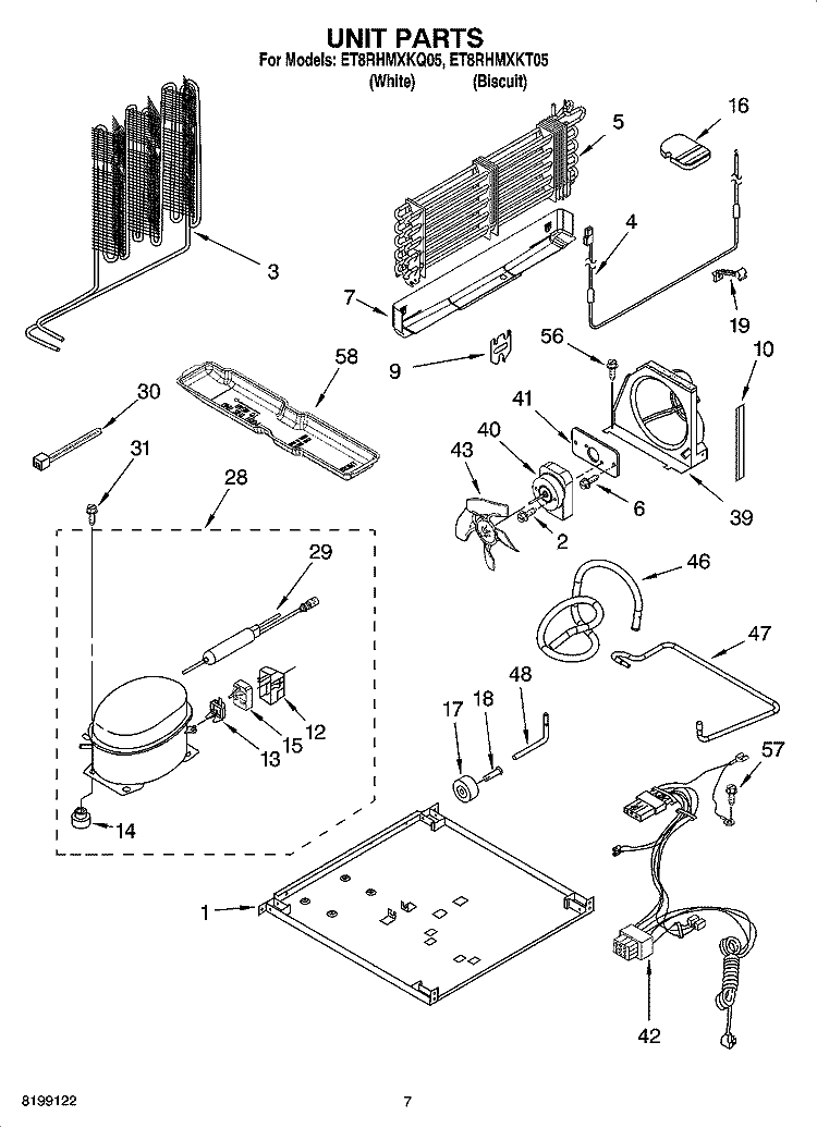 UNIT PARTS Diagram and Parts List for ET8RHMXKT05  Whirlpool Refrigerator
