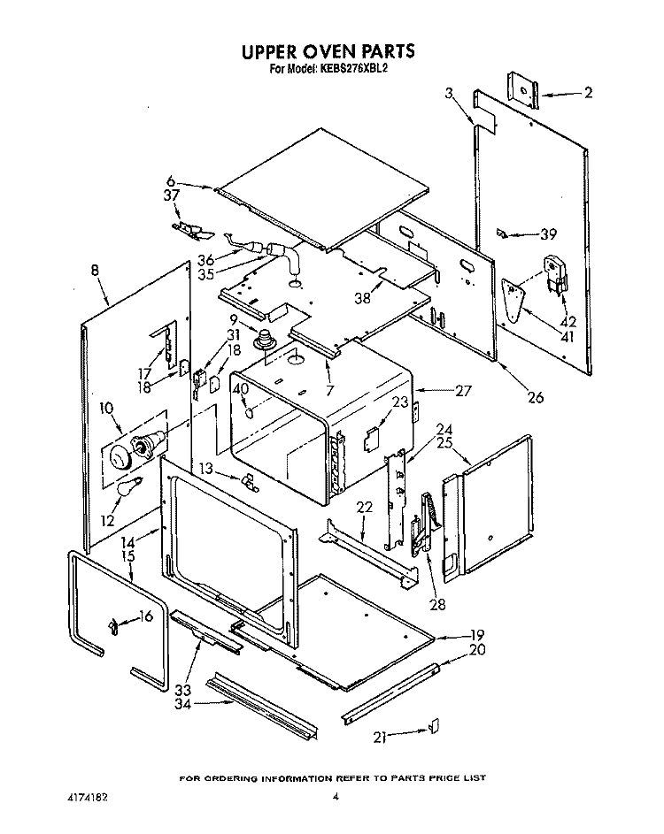 UPPER OVEN Diagram and Parts List for KEBS276XBL2  KitchenAid Wall Oven