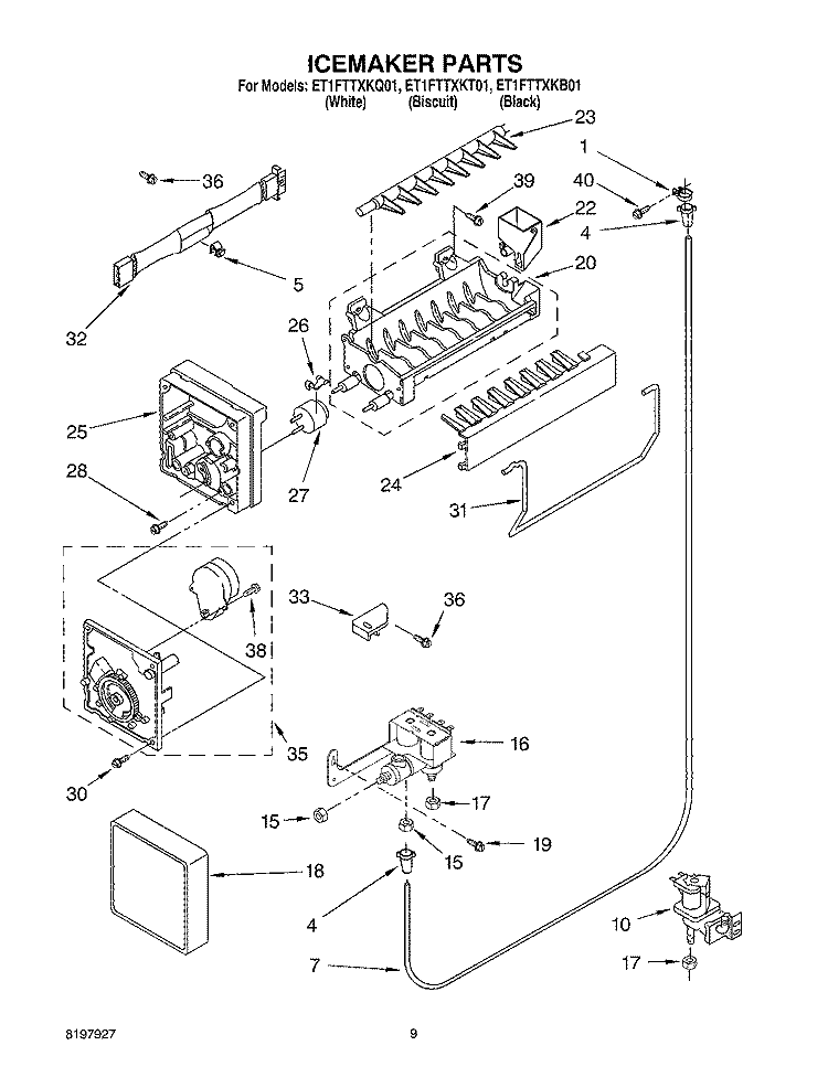ICE MAKER Diagram and Parts List for ET1FTTXKT01  Whirlpool Refrigerator