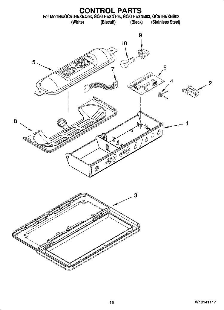 CONTROL PARTS Diagram and Parts List for GC5THEXNB03  Whirlpool Refrigerator
