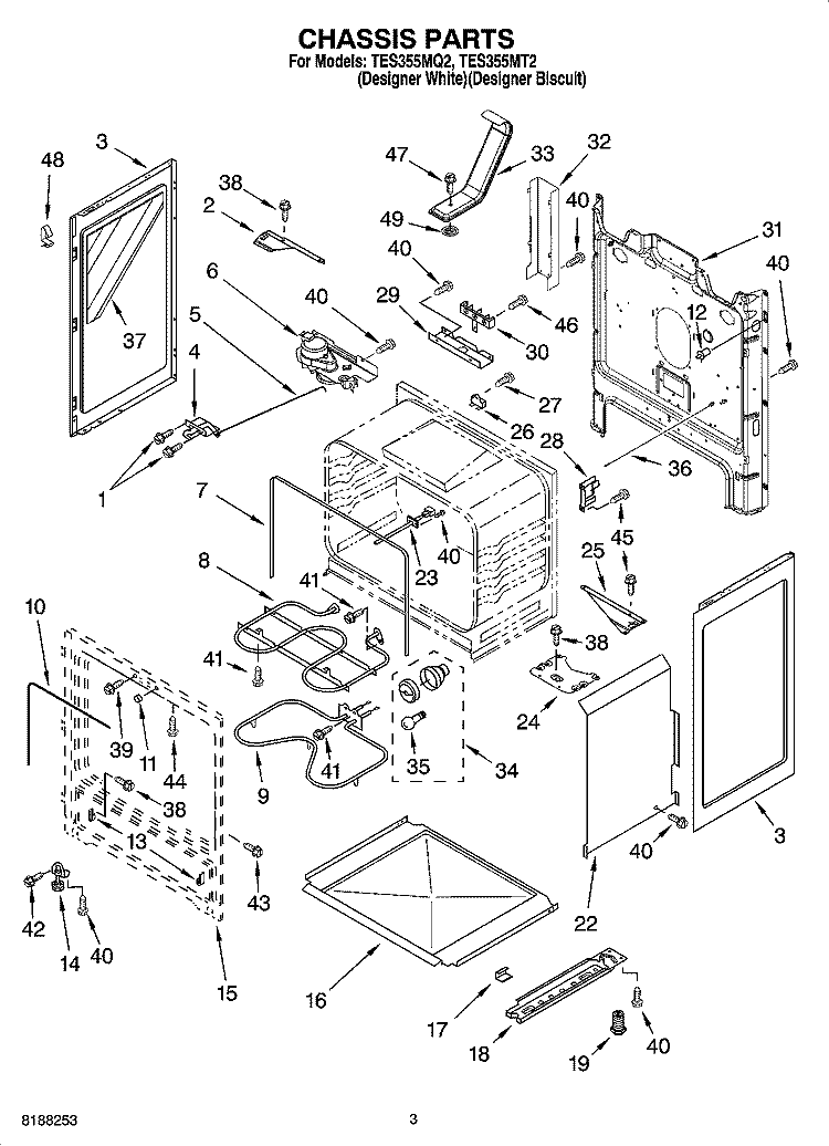 CHASSIS PARTS Diagram and Parts List for TES355MT2  Estate Range