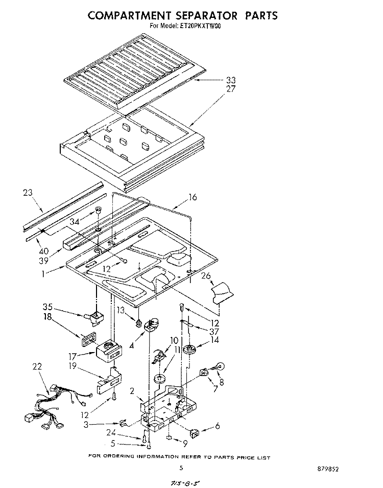 COMPARTMENT SEPARATOR Diagram and Parts List for ET20PKXTG00  Whirlpool Refrigerator