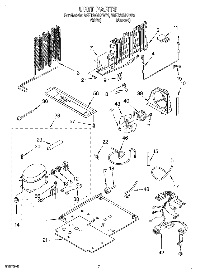 UNIT Diagram and Parts List for  Whirlpool Refrigerator
