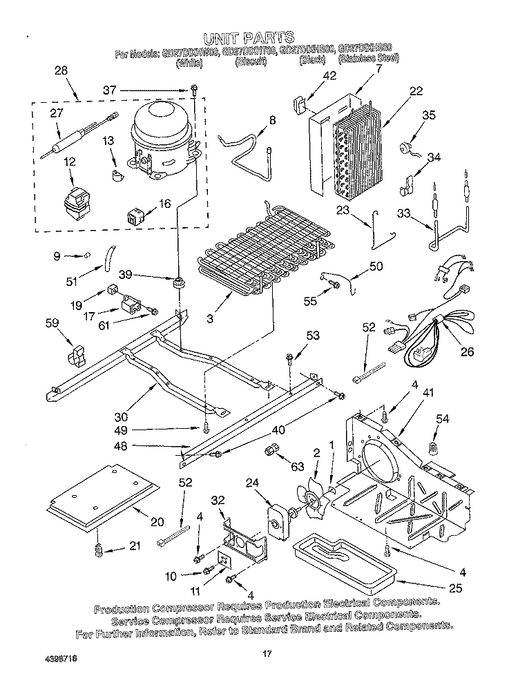 UNIT Diagram and Parts List for GD27DIXHS00  Whirlpool Refrigerator