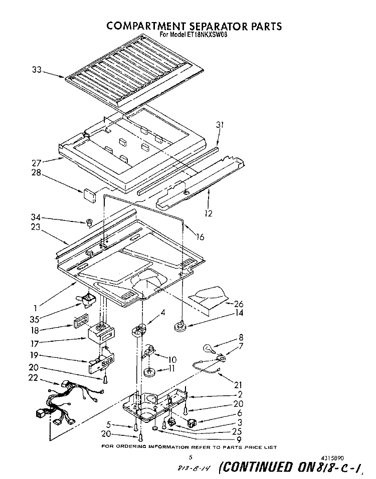 COMPARTMENT SEPARATOR Diagram and Parts List for ET18NKXSW08  Whirlpool Refrigerator