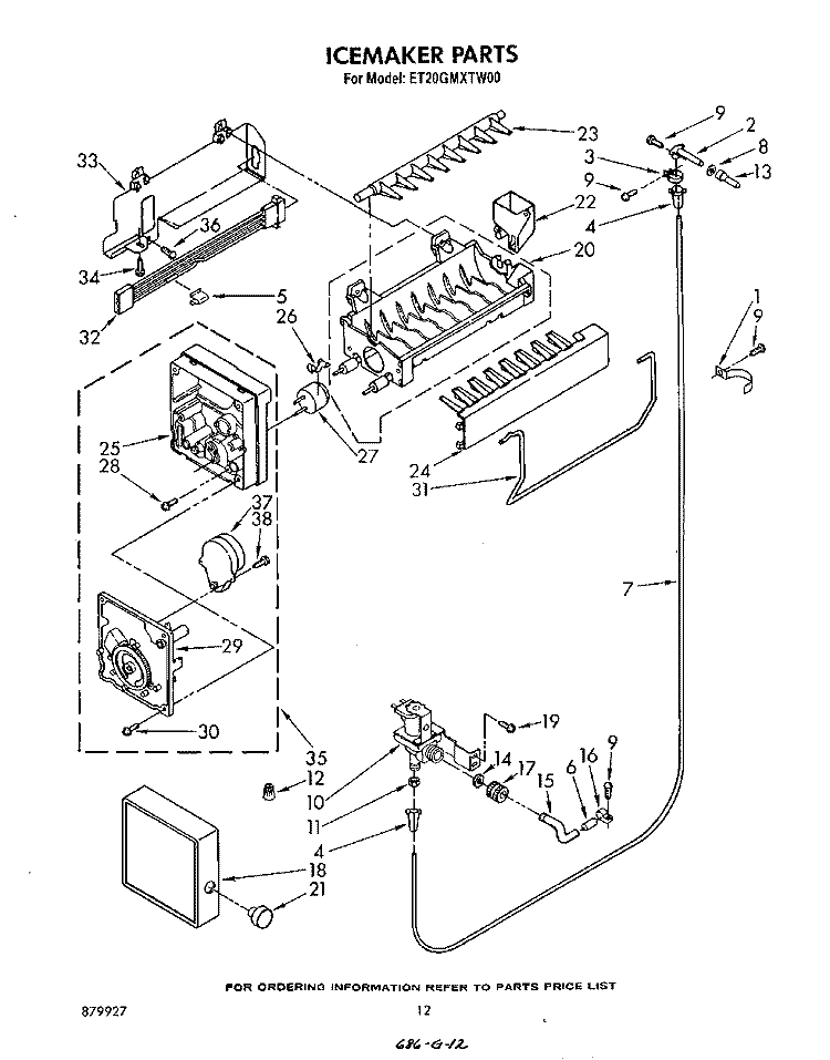 ICE MAKER , LIT/OPTIONAL Diagram and Parts List for ET20GMXTW00  Whirlpool Refrigerator