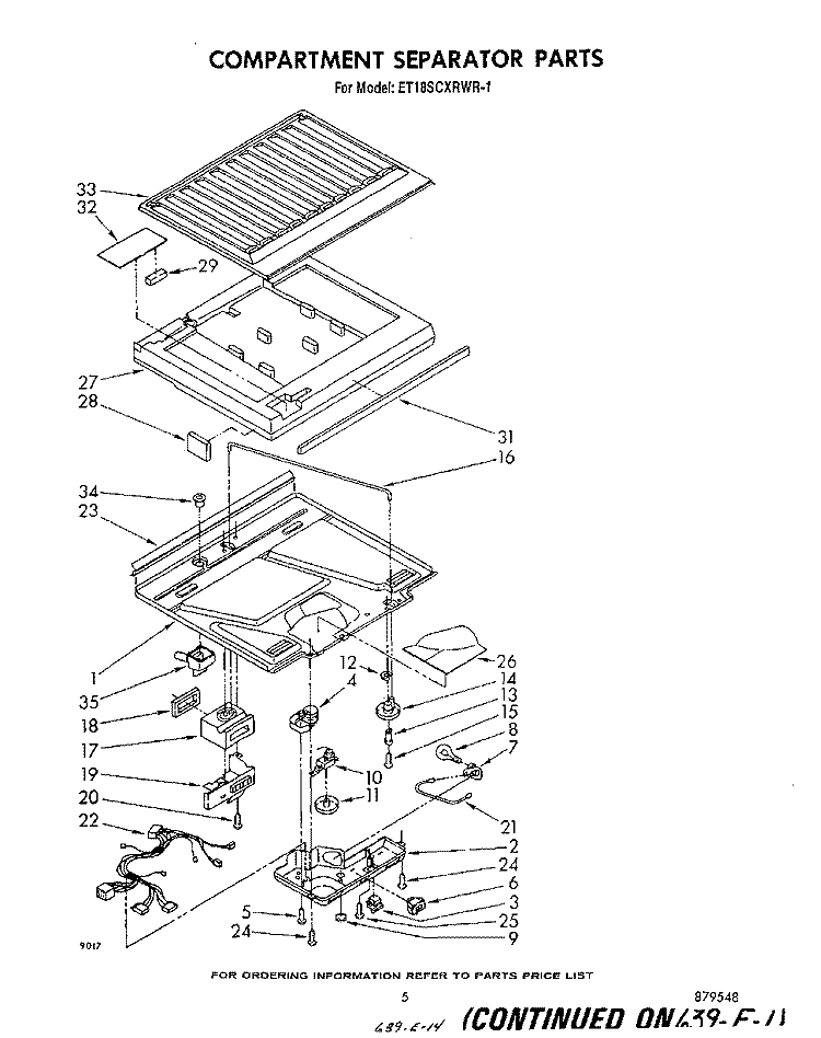 COMPARTMENT SEPARATOR Diagram and Parts List for ET18SCXRWR1  Whirlpool Refrigerator