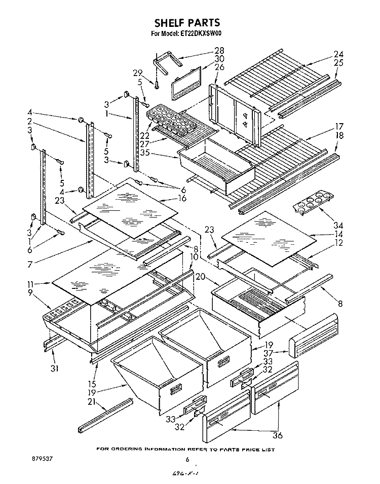 SHELF , LIT/OPTIONAL Diagram and Parts List for ET22DKXSW00  Whirlpool Refrigerator