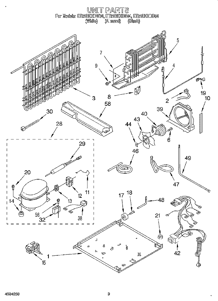 UNIT Diagram and Parts List for ET21DKXDN04  Whirlpool Refrigerator