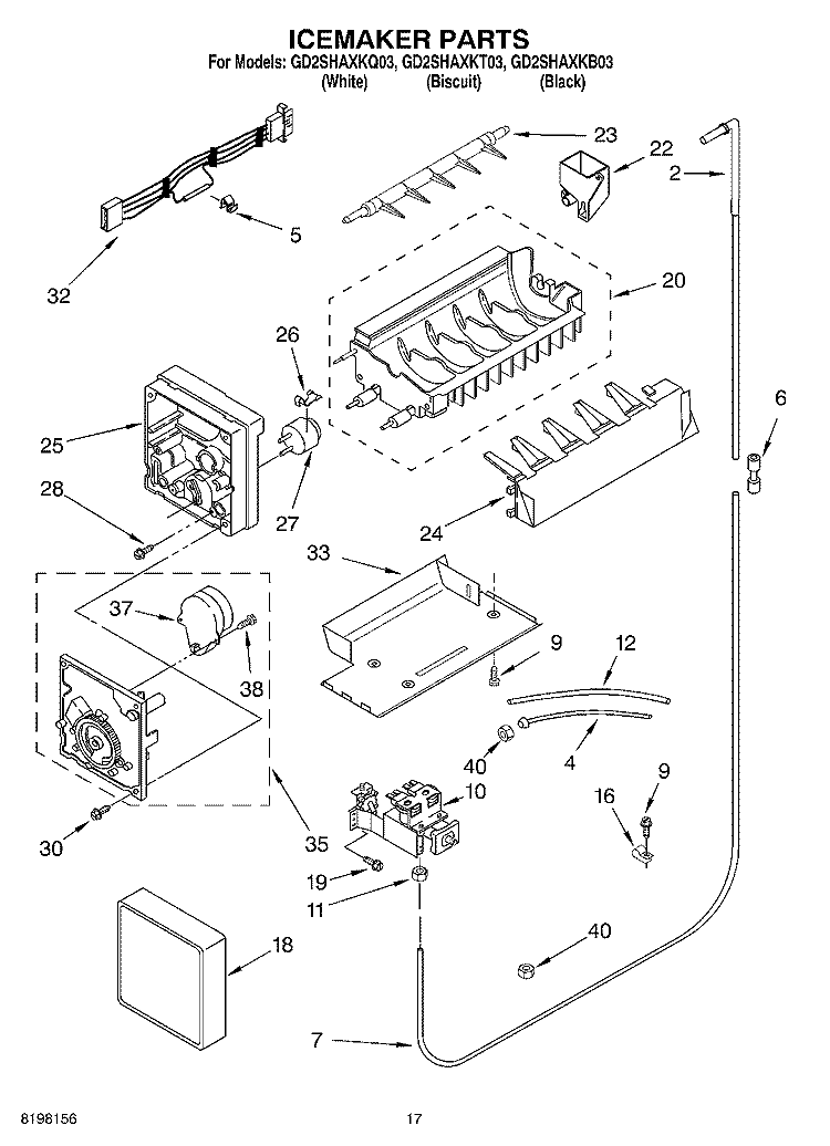 AIR FLOW Diagram and Parts List for GD2SHAXKT03  Whirlpool Refrigerator