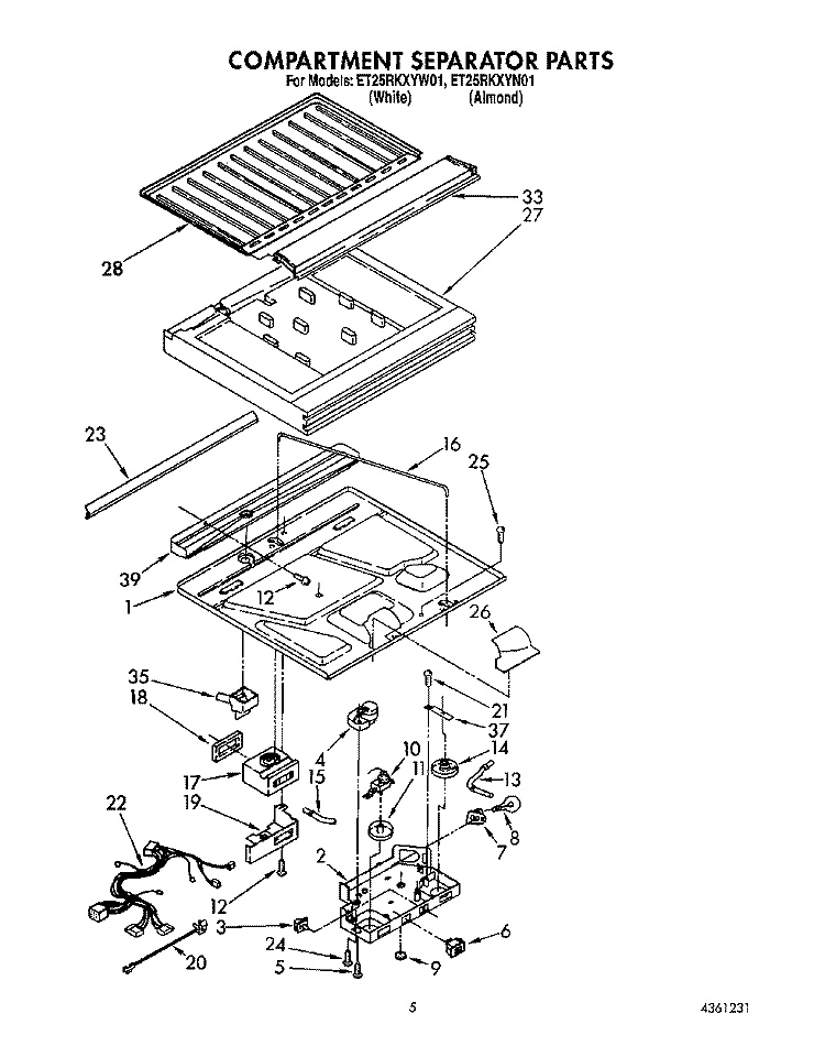 COMPARTMENT SEPARATOR Diagram and Parts List for ET25RKXYN01  Whirlpool Refrigerator