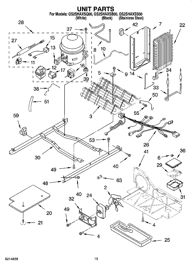 UNIT PARTS Diagram and Parts List for GS2SHAXSS00  Whirlpool Refrigerator