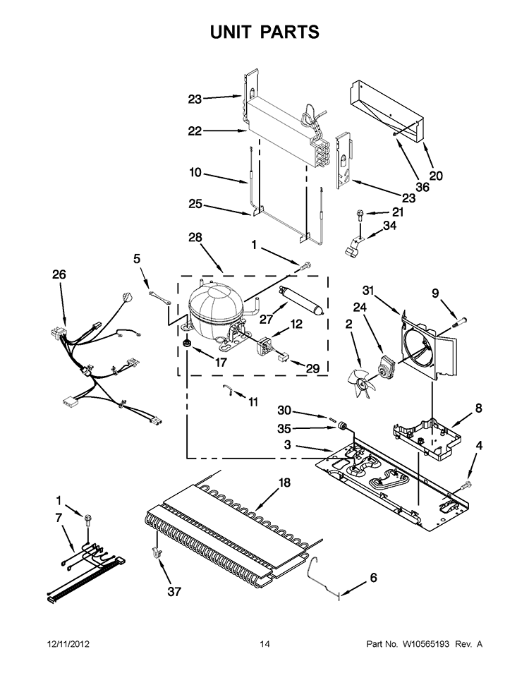 UNIT PARTS Diagram and Parts List for GB9FHDXWS08  Whirlpool Refrigerator