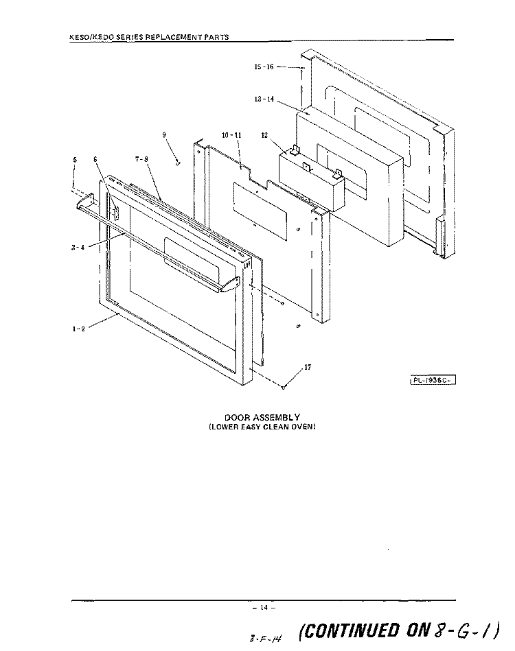 LOWER EASY CLEAN OVEN Diagram and Parts List for  KitchenAid Wall Oven