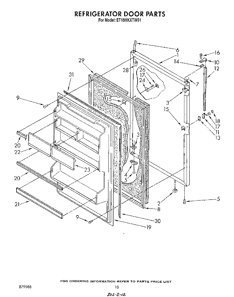 REFRIGERATOR DOOR , LIT/OPTIONAL Diagram and Parts List for ET18HKXTN01  Whirlpool Refrigerator