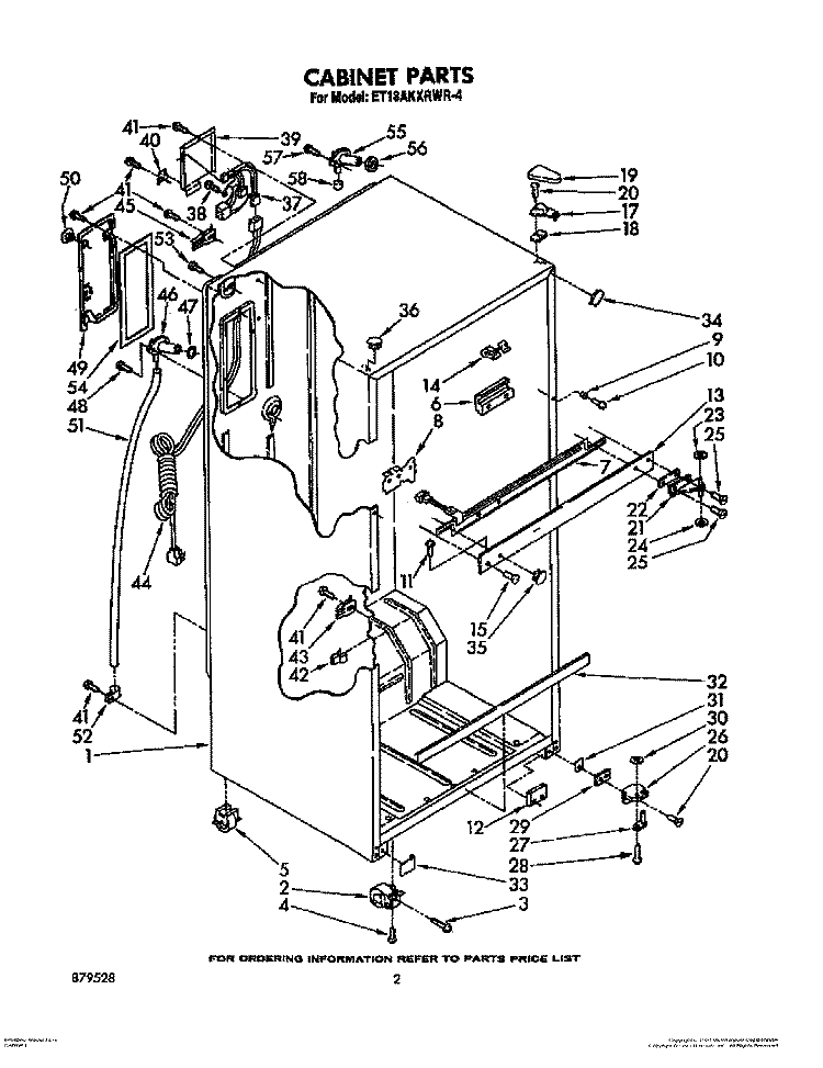 CABINET Diagram and Parts List for ET18AKXRWR4  Whirlpool Refrigerator