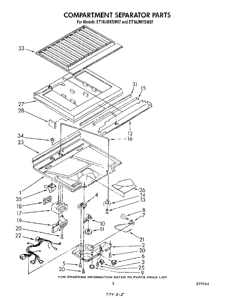 COMPARTMENT SEPARATOR Diagram and Parts List for ET18JMYSF07  Whirlpool Refrigerator