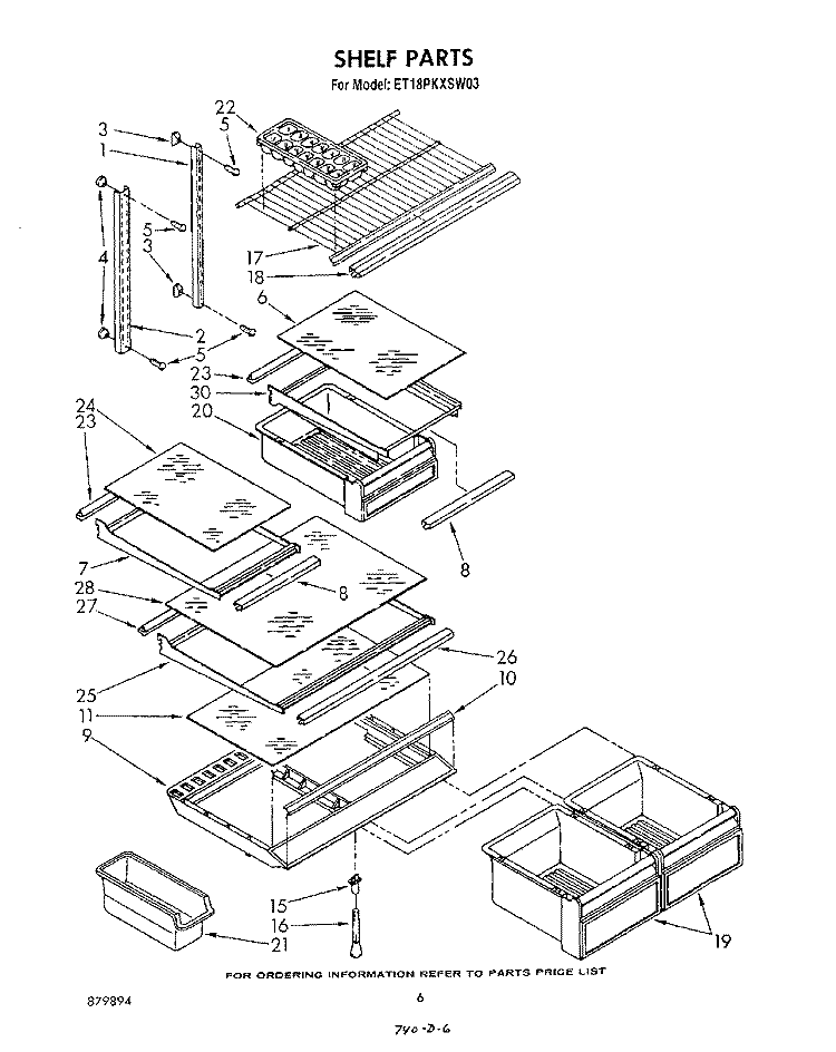 SHELF Diagram and Parts List for ET18PKXSW03  Whirlpool Refrigerator