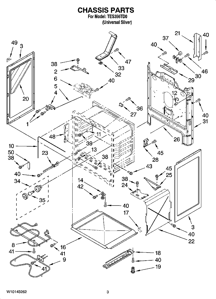 CHASSIS PARTS Diagram and Parts List for TES356TD0  Estate Range