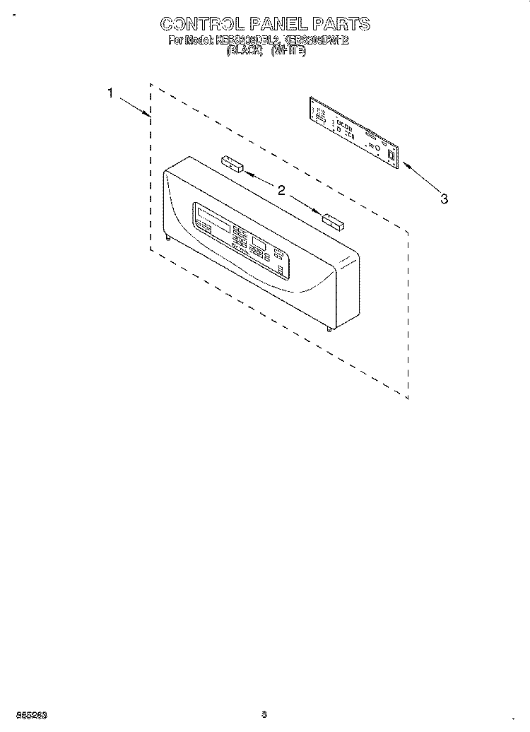 CONTROL PANEL, LITERATURE Diagram and Parts List for KEBS208DBL2  KitchenAid Wall Oven