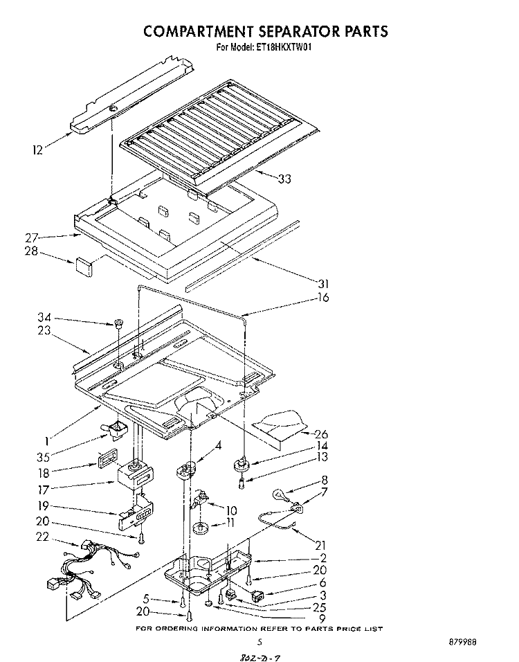 COMPARTMENT SEPARATOR Diagram and Parts List for ET18HKXTN01  Whirlpool Refrigerator