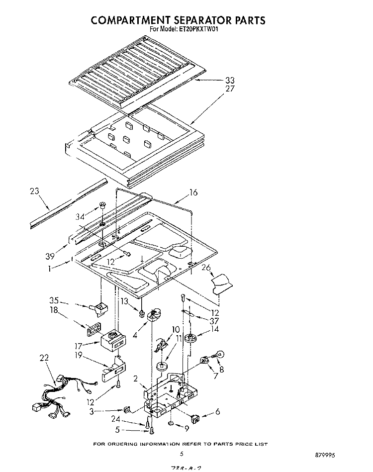 COMPARTMENT SEPARATOR Diagram and Parts List for ET20PKXTG01  Whirlpool Refrigerator