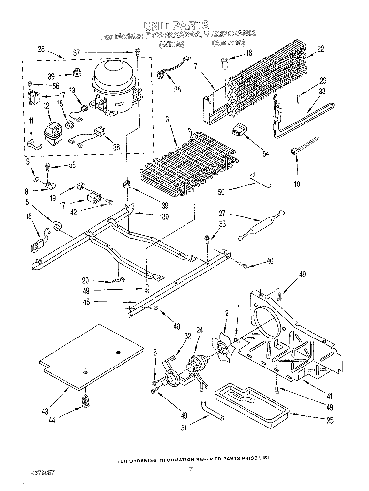 UNIT Diagram and Parts List for ET22PKXAN02  Whirlpool Refrigerator