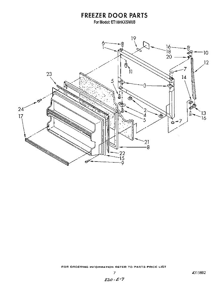FREEZER DOOR Diagram and Parts List for ET18HKXSW0B  Whirlpool Refrigerator