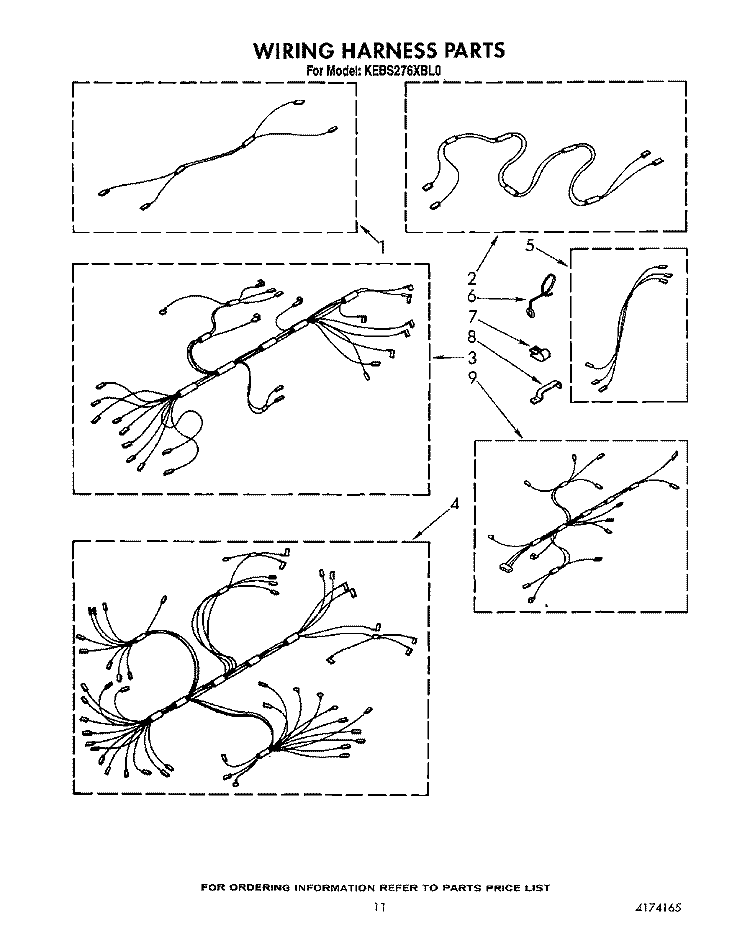 WIRING HARNESS Diagram and Parts List for KEBS276XBL0  KitchenAid Wall Oven