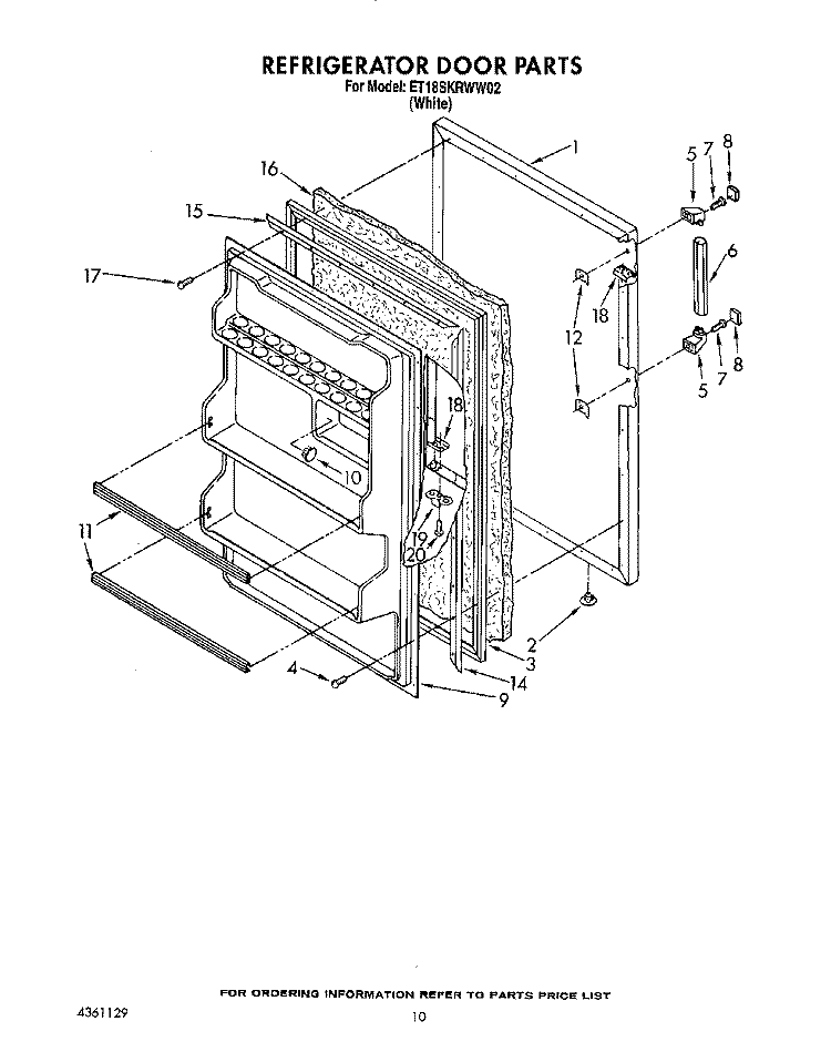 REFRIGERATOR DOOR, LIT/OPTIONAL Diagram and Parts List for ET18SKRWW02  Whirlpool Refrigerator