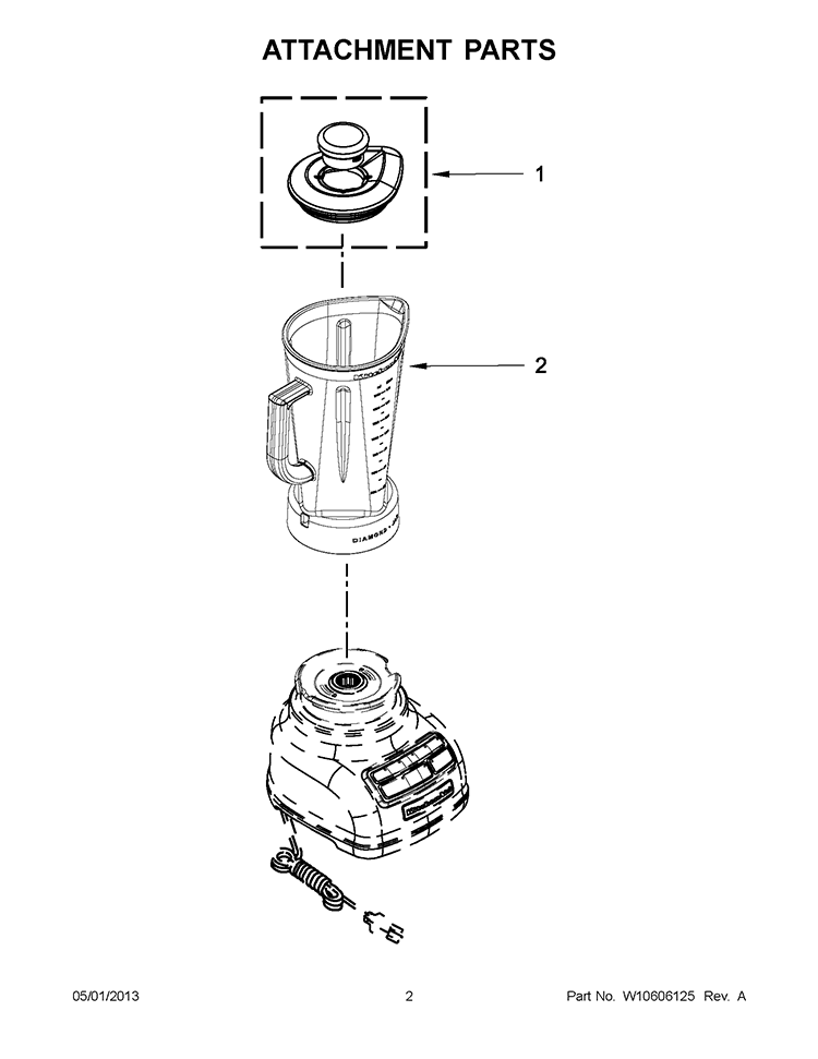 ATTACHMENT PARTS Diagram and Parts List for  KitchenAid Blender