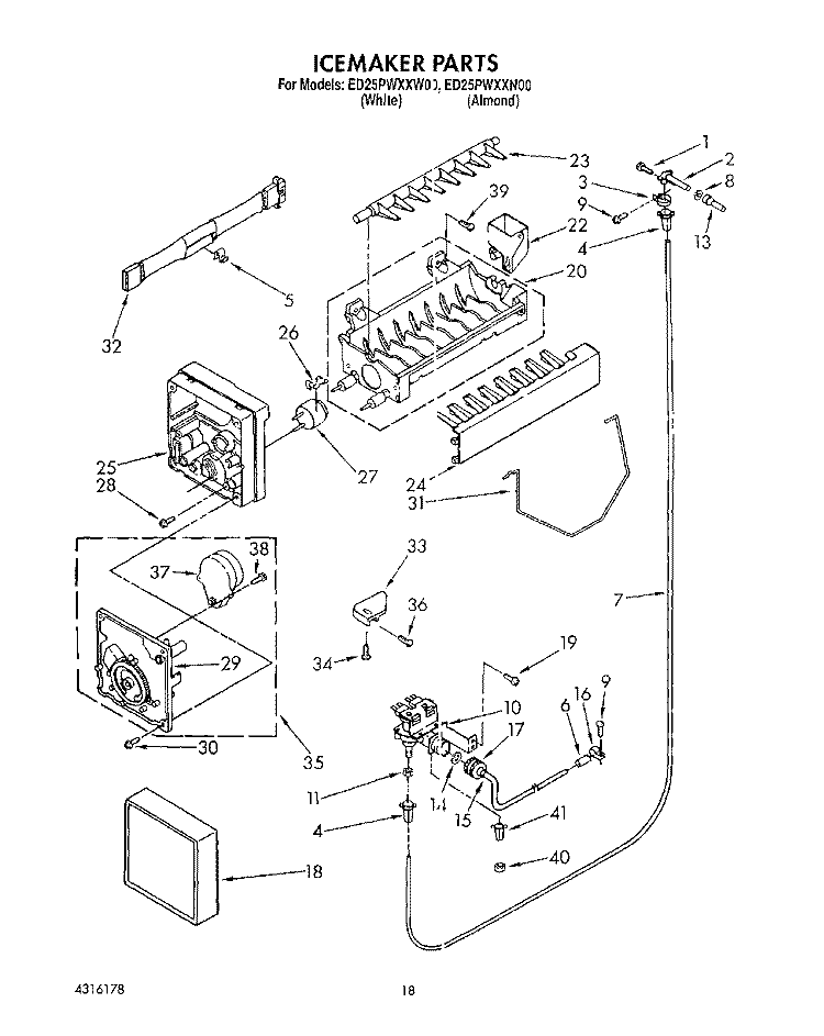 ICEMAKER, LIT\OPTIONAL Diagram and Parts List for ED25PWXXN00  Whirlpool Refrigerator