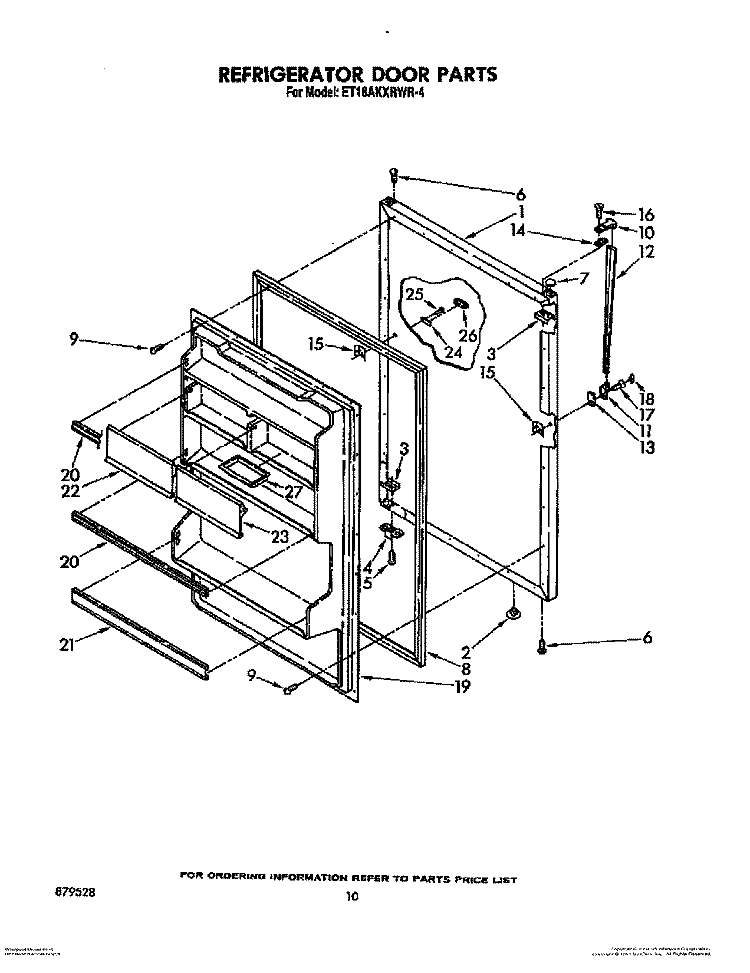 REFRIGERATOR DOOR, LIT/OPTIONAL Diagram and Parts List for ET18AKXRWR4  Whirlpool Refrigerator