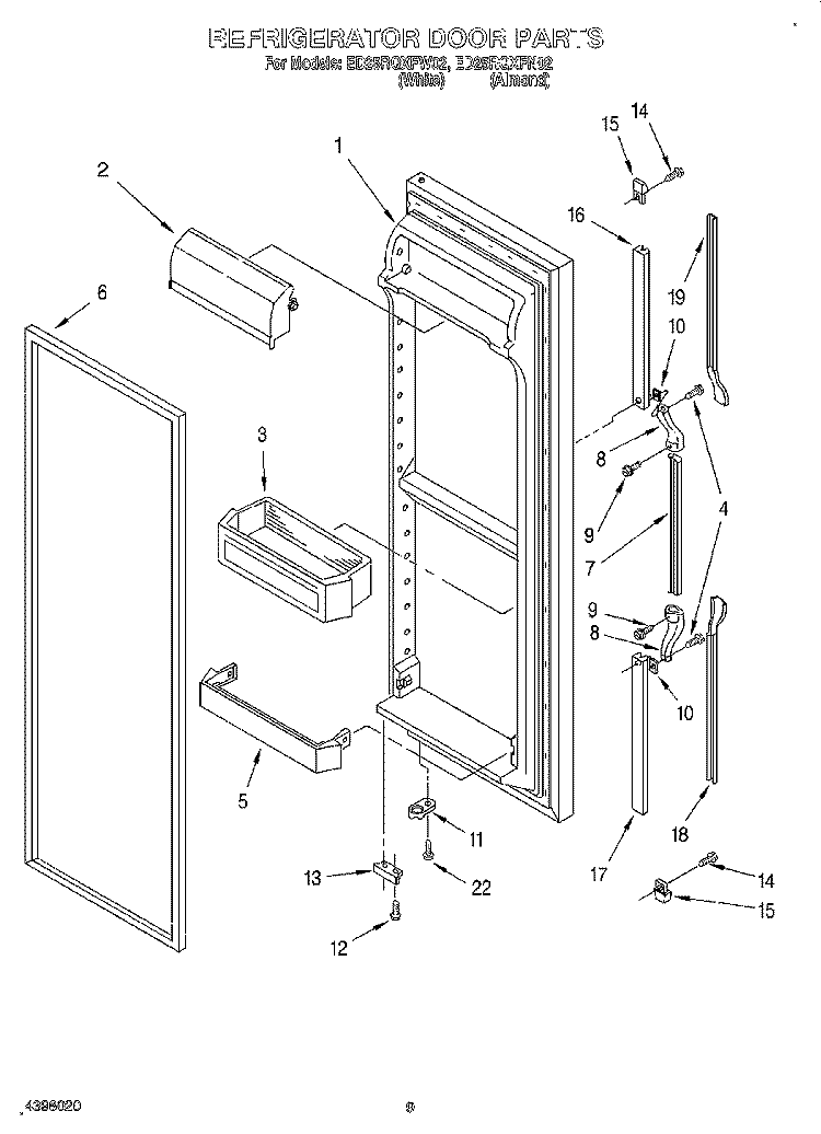 REFRIGERATOR DOOR Diagram and Parts List for ED25RQXFN02  Whirlpool Refrigerator
