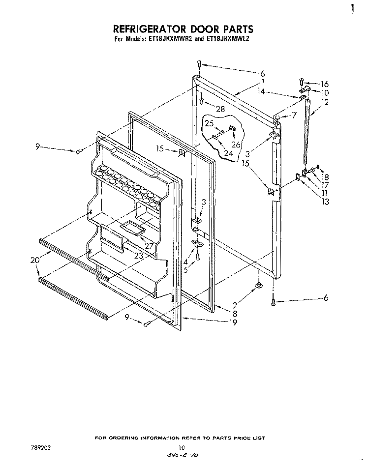 REFRIGERATOR , MISCELLANEOUS Diagram and Parts List for ET18JKXMWR2  Whirlpool Refrigerator