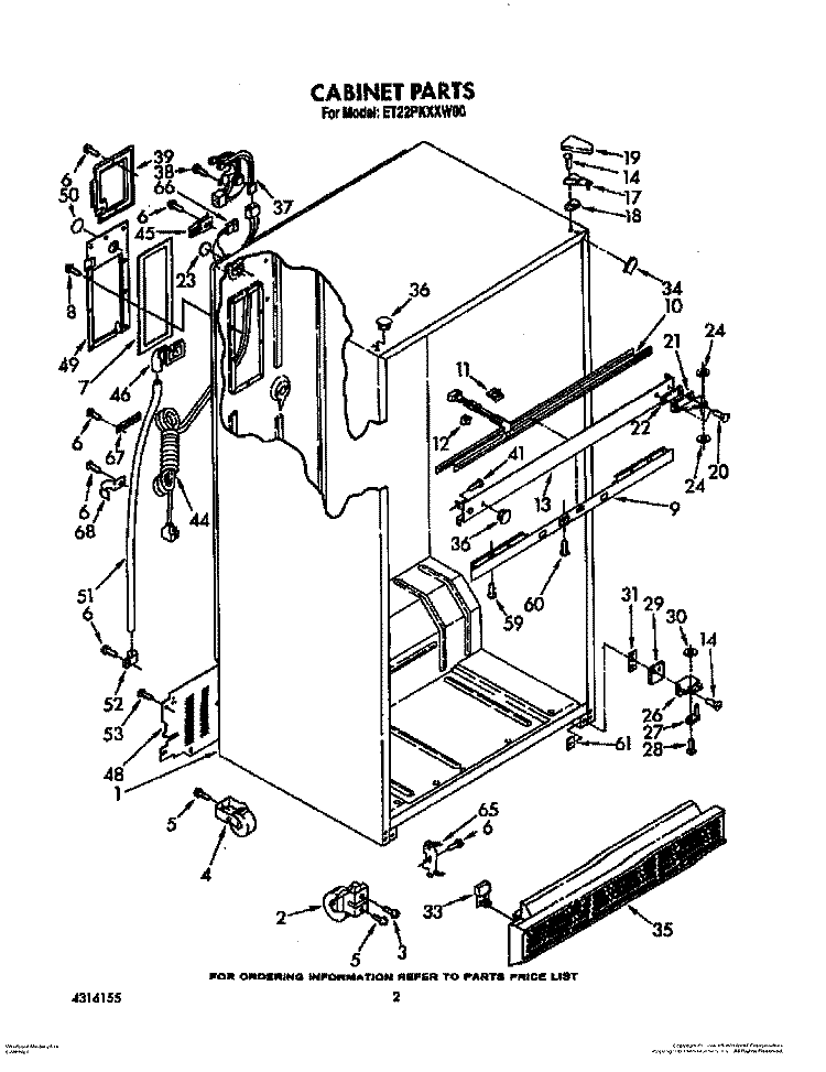 CABINET Diagram and Parts List for ET22PKXXN00  Whirlpool Refrigerator