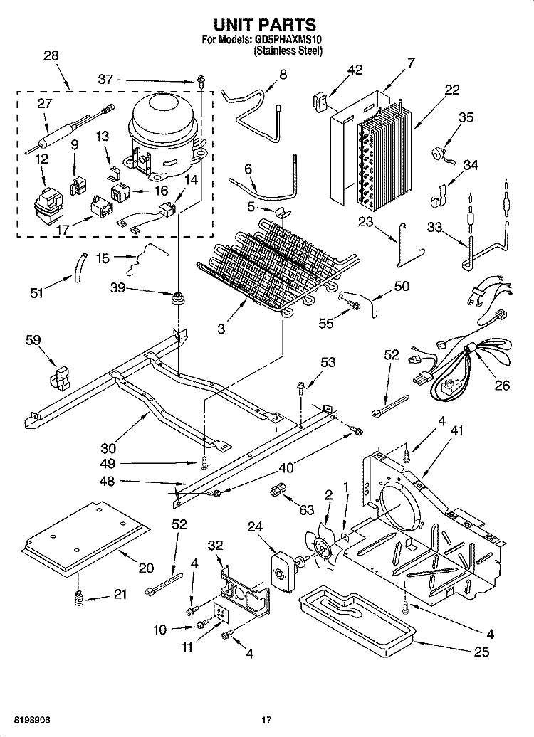 UNIT PARTS Diagram and Parts List for GD5PHAXMS10  Whirlpool Refrigerator