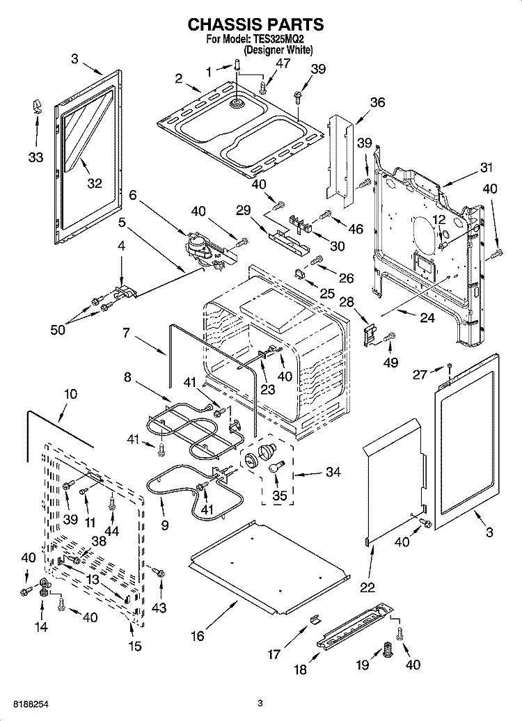 CHASSIS PARTS Diagram and Parts List for TES325MQ2  Estate Range
